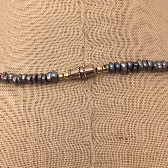 Vintage Freshwater Pearl Mini Bead Blue Necklace - Picture 5 of 5